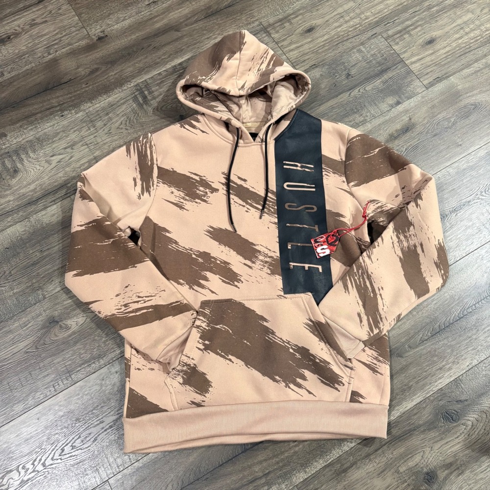 Seven Souls Hoodie Mens Medium‎ Tan Brown Hustle Graphic Camo NWT Streetwear